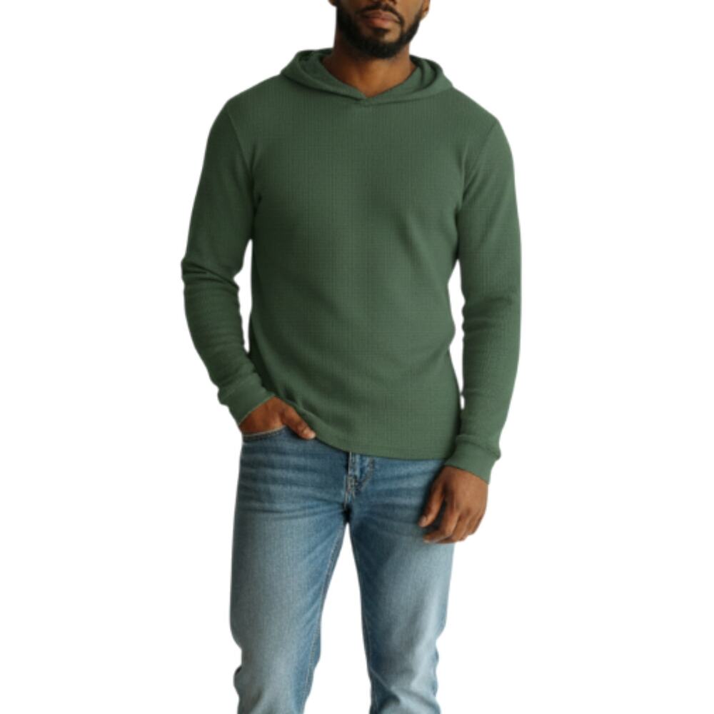 LULULEMON Waffle Knit Hoodie Top Men M/L Green Travel Outdoor Everyday Versatile
